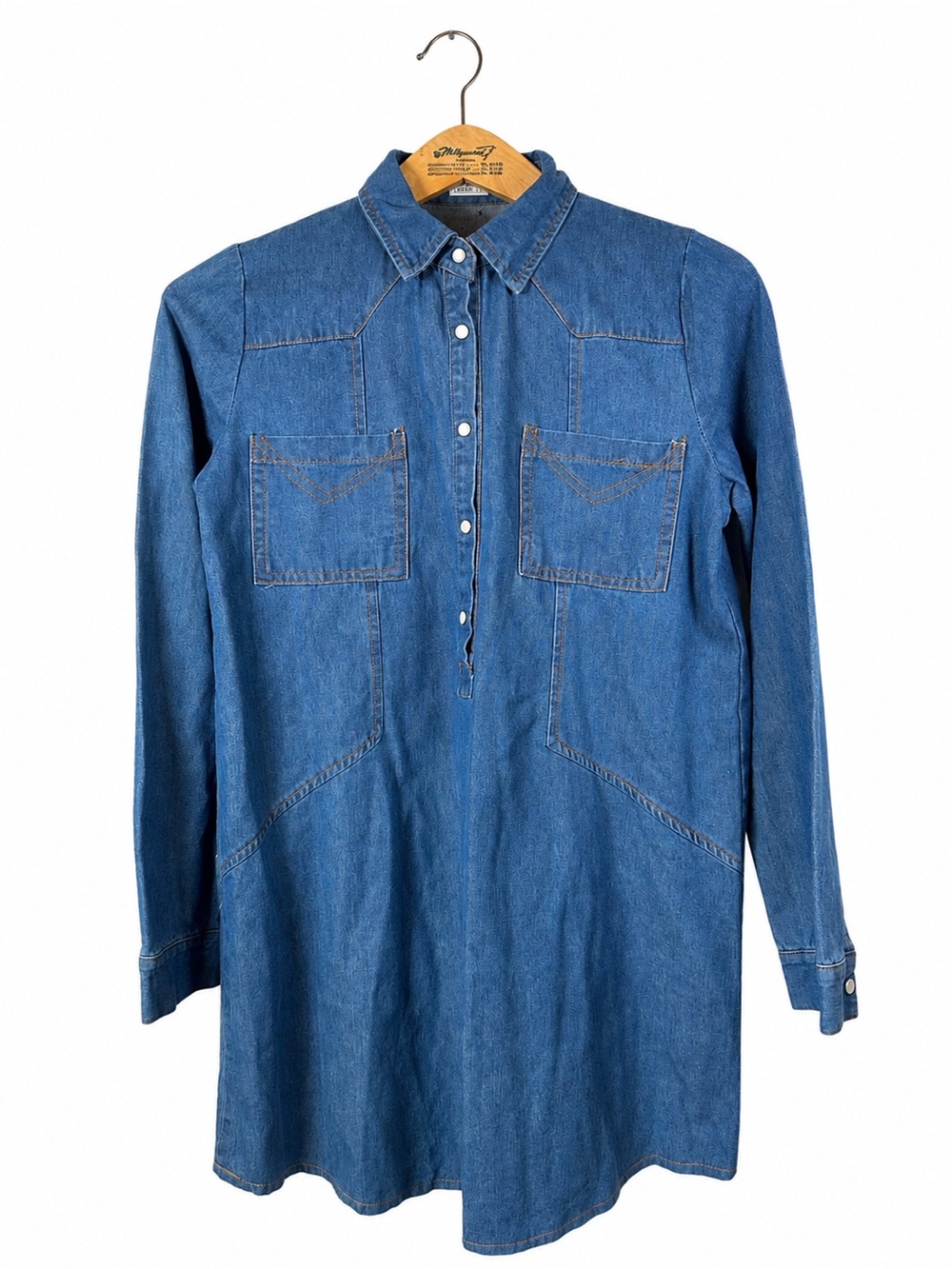 Queen Shop Denim Shirt Dress Button Up‎ Size XL Blue Casual Comfy Fall Western